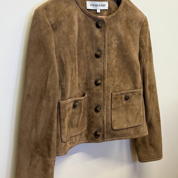 Veronica Beard 100% Lamb Leather Brown Jacket - Picture 7 of 8